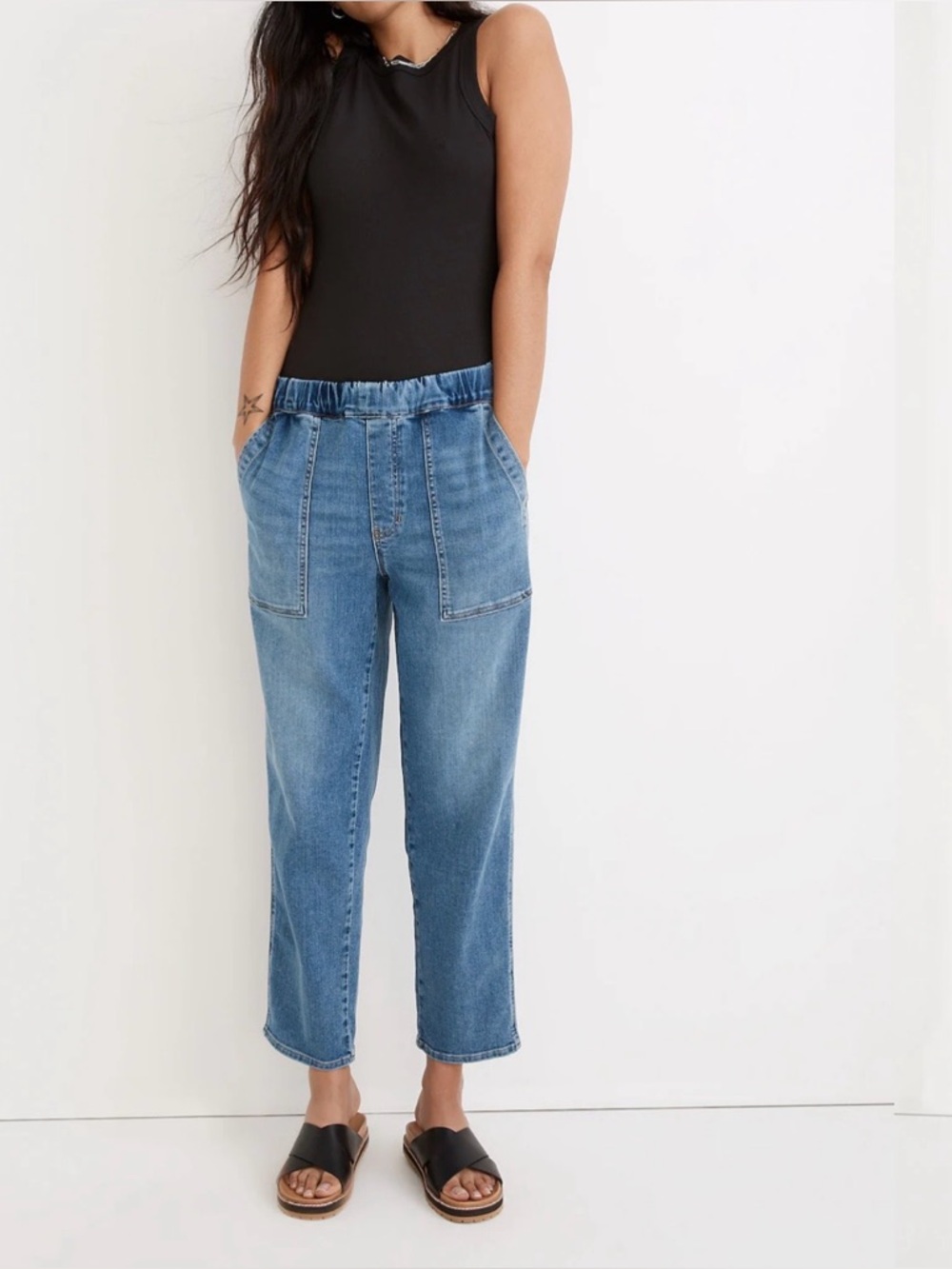 New With Tag: Madewell Pull-On Relaxed Jeans Size Medium
